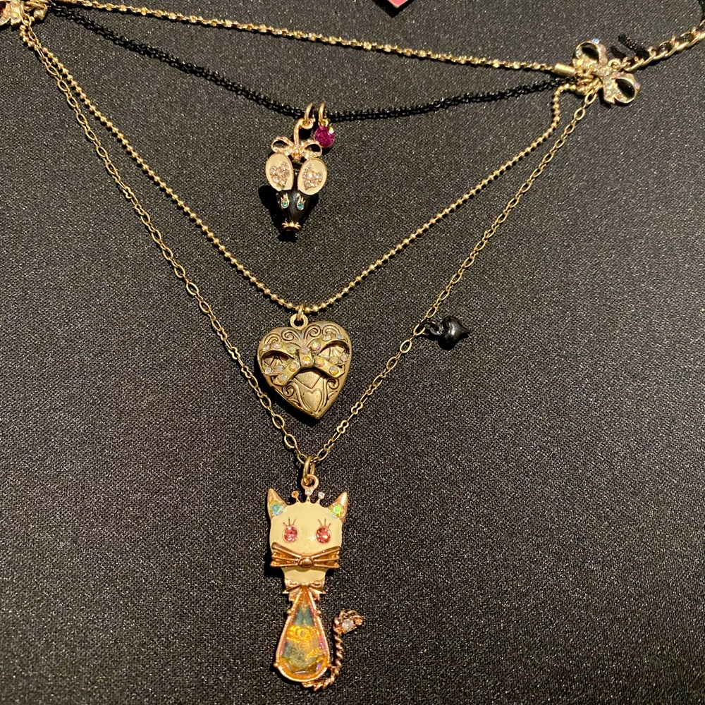 Betsey Johnson Cat & Mouse Locket Necklace NWT